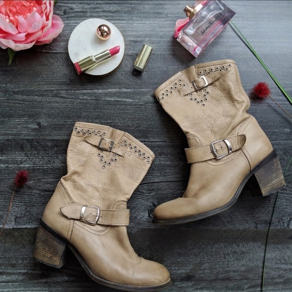 cordani Shoes - CORDANI beige leather studded mid calf boot